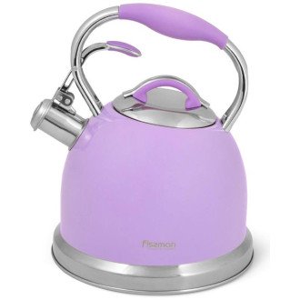 Чайник Fissman Felicity 2.6л з нержавіючої сталі, зі свистком, бузковий Чайник Fissman Felicity 2.6л з нержавіючої сталі, зі свистком, бузковий
