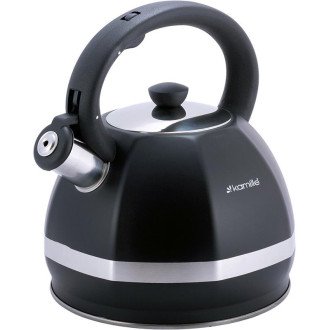 Чайник Kamille Marshmallow 3л з нержавіючої сталі зі свистком, чорний Чайник Kamille Marshmallow 3л з нержавіючої сталі зі свистком, чорний