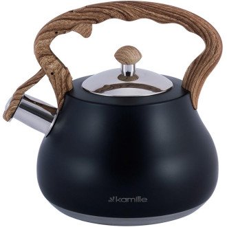 Чайник Kamille Whistling Kettle Black 2.7л з нержавіючої сталі зі свистком (чорний) Чайник Kamille Whistling Kettle Black 2.7л з нержавіючої сталі зі свистком (чорний)