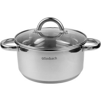 Каструля індукційна Ofenbach Casserole із нержавіючої сталі 3л зі скляною кришкою Каструля індукційна Ofenbach Casserole із нержавіючої сталі 3л зі скляною кришкою