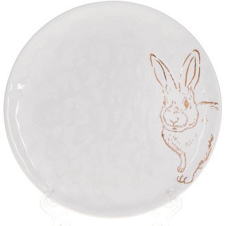 Набір 4 керамічних тарілки "Bunny" 21х21х2см, білий з золотом Набір 4 керамічних тарілки "Bunny" 21х21х2см, білий з золотом