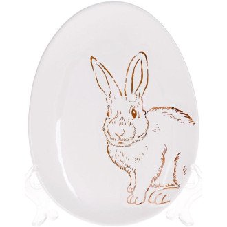 Набір 6 керамічних овальних блюд "Bunny" 16.5х12х2см, білий з золотом Набір 6 керамічних овальних блюд "Bunny" 16.5х12х2см, білий з золотом